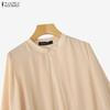 ZANZEA Cardigan Chemisier Décontracté à Manches Longues et Col Rond en Mousseline pour Femme