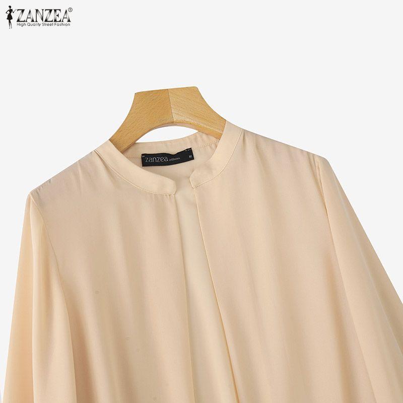 ZANZEA Cardigan Chemisier Décontracté à Manches Longues et Col Rond en Mousseline pour Femme