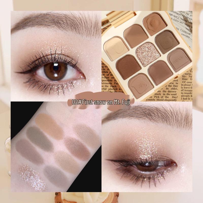 

NOVO Dreamy Toast Eyeshadow Palette: Shimmer, Matte & Glitter in Earth Tones - Student-Friendly.