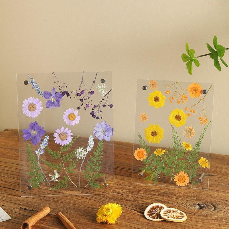 6 Inch Clear Acrylic Pressed Flower Frame Floral Keepsake Frame -Minimalist Tabletop Po Display For Home & Office Desk Decor
