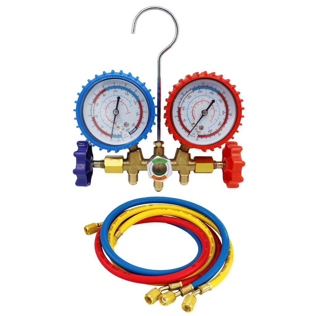 3-way AC manifold meter for car and home air conditioning system, freon charging tool, support R12 R22, R404A, R134A refrigerant