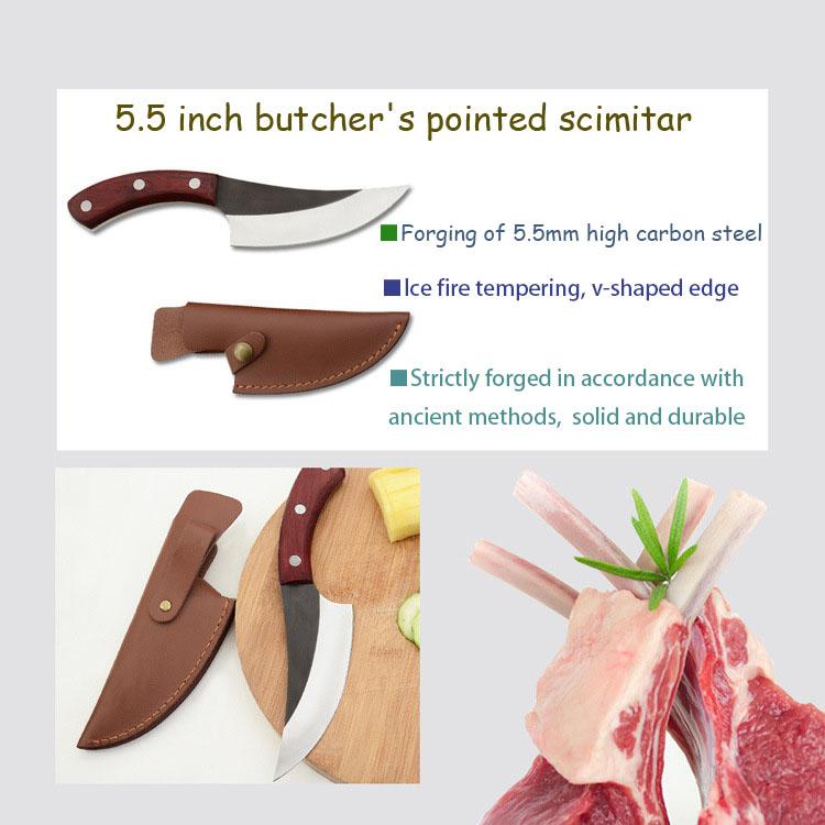 5.5 Inch Butcher Knife Handmade Forged Chef Cooking Kitchen Knives BBQ Tool Gift Leather Sheath