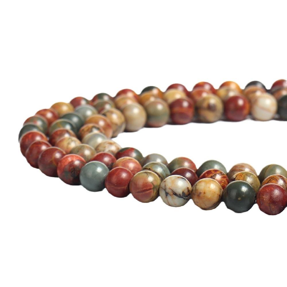 Red Turquoise Picasso Round Natural Stone Beads 15"Strand Smooth Loose Spacer Beads 4/6/8/10/12mm for Jewelry Making DIY Bracelets Accessories