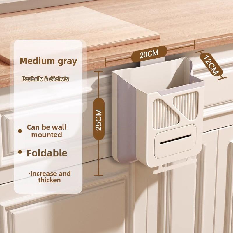 Kitchen Wall Mount Trash Can With Foldable Design For Home And Bathroom Use