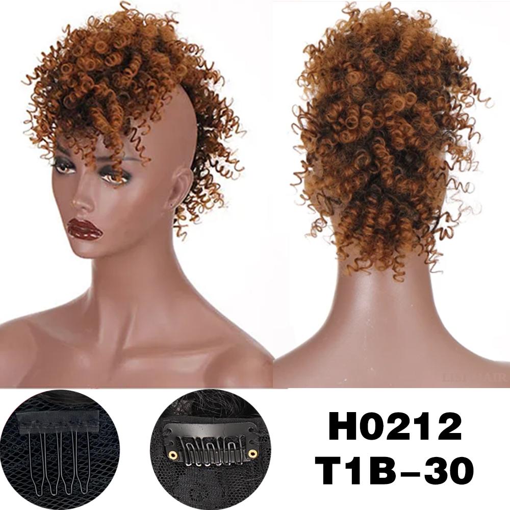 MISS WIG Parrucchini Sintetici Lunghi Ricci Mohawk Coda di Cavallo Clip In Extension Capelli Afro Naturale Coda di Cavallo Alta per Donne