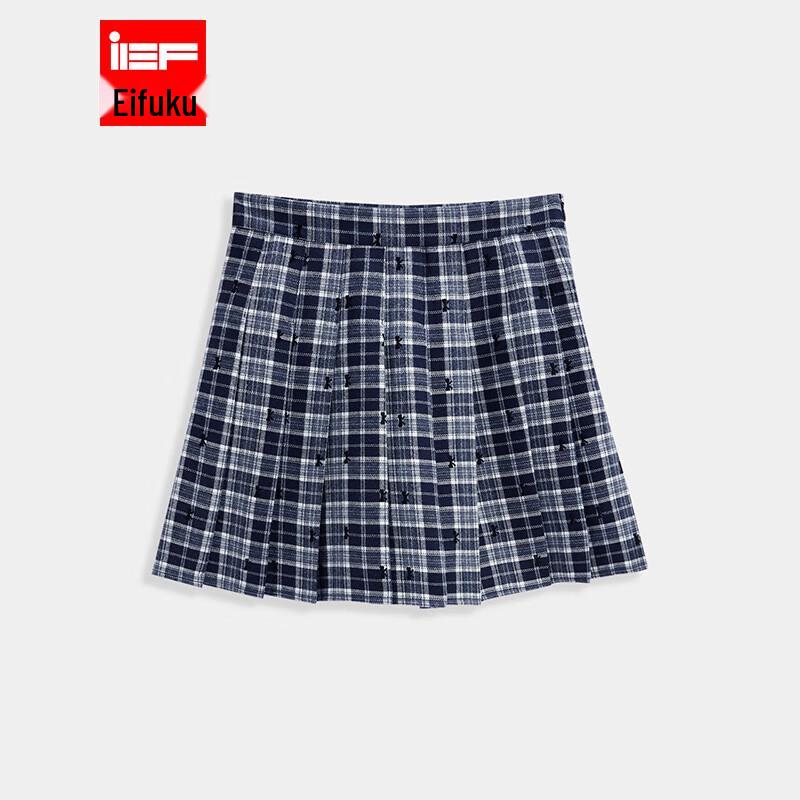 IEF Aiyifu 2025 Autumn Bowknot Embroidered Pleated Skirt S