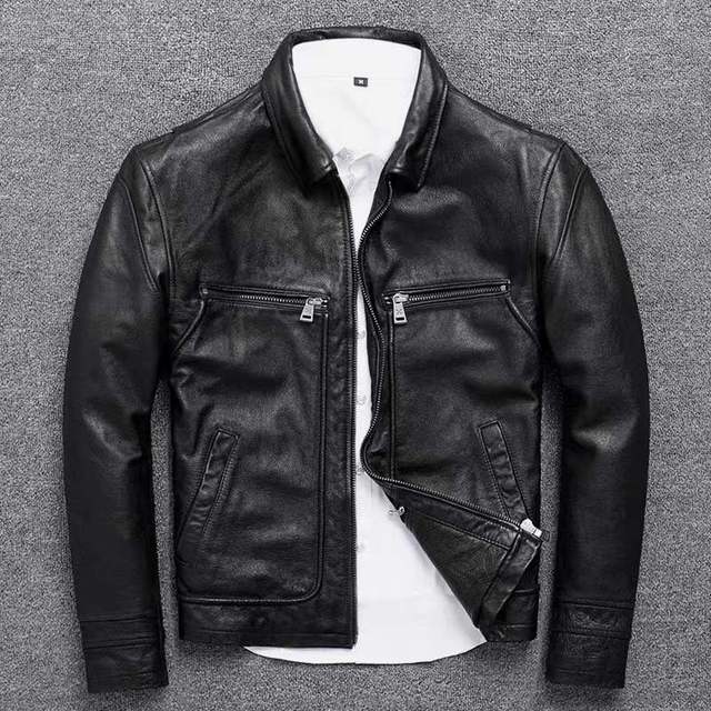 Free Shipping.Dermis Brand New Men Cowhide Coat.Natural Quality Men's Genuine Leather Jacket Vintage Leather Clothes