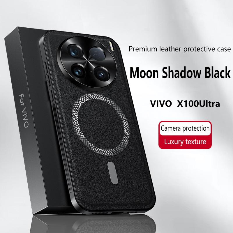 For Vivo X100 Ultra Case Magnetic Elegant Leather Wear-Resistant Lens Fully Covered Non-Slip Grip Edge Cover Shell