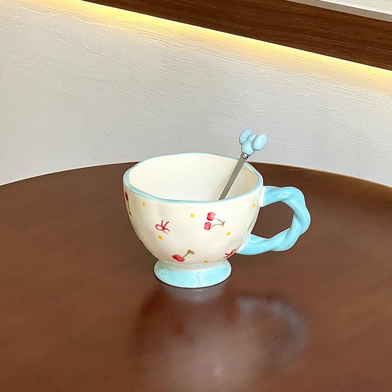 

Милая чашка с цветной подглазурной росписью и бантиком, керамическая кружка для девочек с высокой ценностью, парная чашка для завтрака, подарок на день рождения 401-500ml