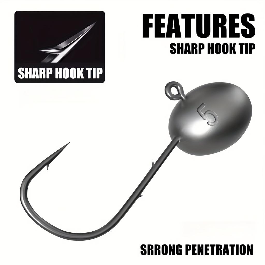 10pcs/box 3X Reinforced Lead Fishing Hook, Lure Double-Back Sting, Root Fishing Hook Anti-Loose Small Lead Head Hook Green Tail Hook