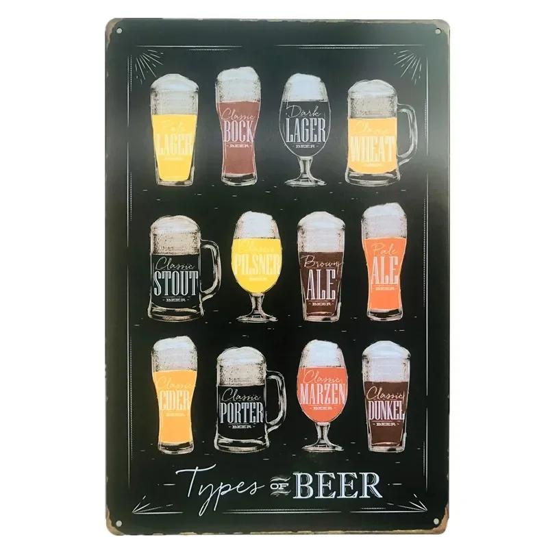 Vintage Beer Metal Tin Signs Wine Alcohol Drinker for Bar Pub Club Man Cave Kitchen Wall Decor Plaque 8x12 Inch