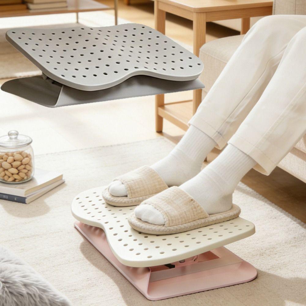 Ergonomic Under Desk Footrest Nonslip Bottom Hollow Out Office Desk Leg Rest 6 Level Breathable Adjustable Footstool At Work