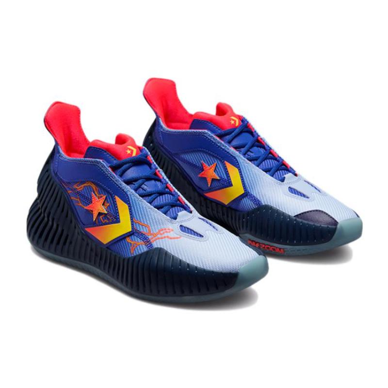 Converse All Star BB Prototype CX Stylish and Versatile Non-Slip Mid-Top Basketball Shoes Unisex Blue and Yellow