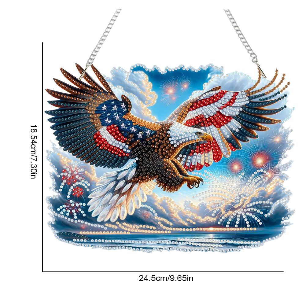 US Flag Eagle 2D Flat DIY Special Shape Rhinestone Diamond Art Window Pendants Hanging Diamond Art Kits Wall Door Decoration
