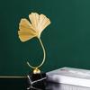 Wooden Base Nordic Style Iron Arts Crafts Ginkgo Leaf Ornaments Desktop Ornaments Leaves Sculpture