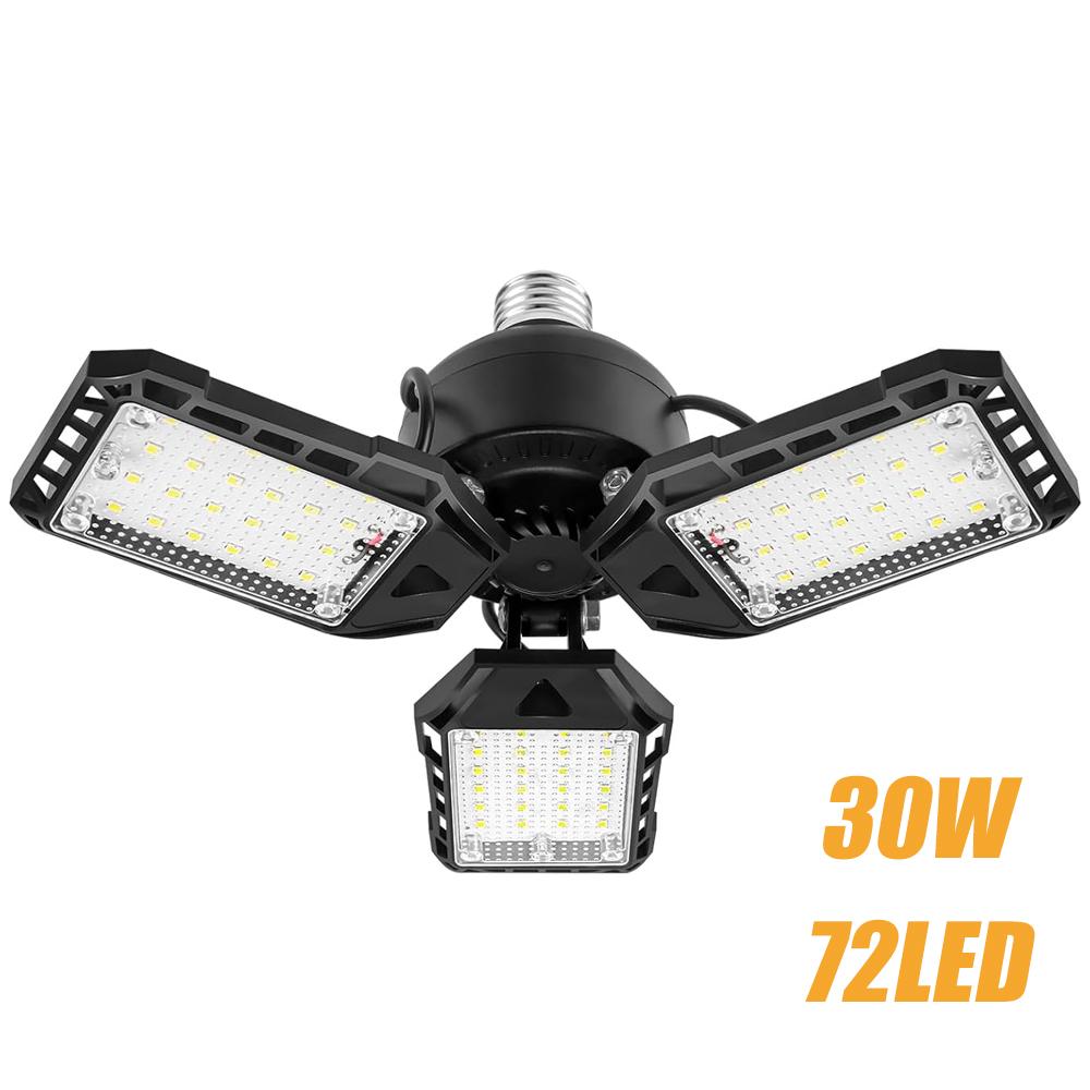 

Светодиодный гаражный светильник, деформируемый, подсвечиваемый, потолочный светильник для гаража, регулируемый, 6 панелей, светодиодная лампа E27/E26, светодиодные фонари для гаражной мастерской