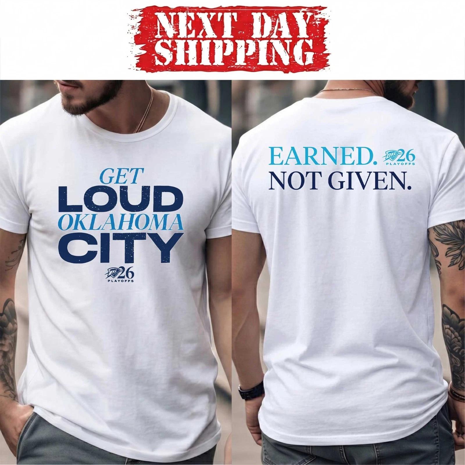 Oklahoma City Thunder Playoffs Get Loud 2026 T-Shirt 2Sided Tee XL