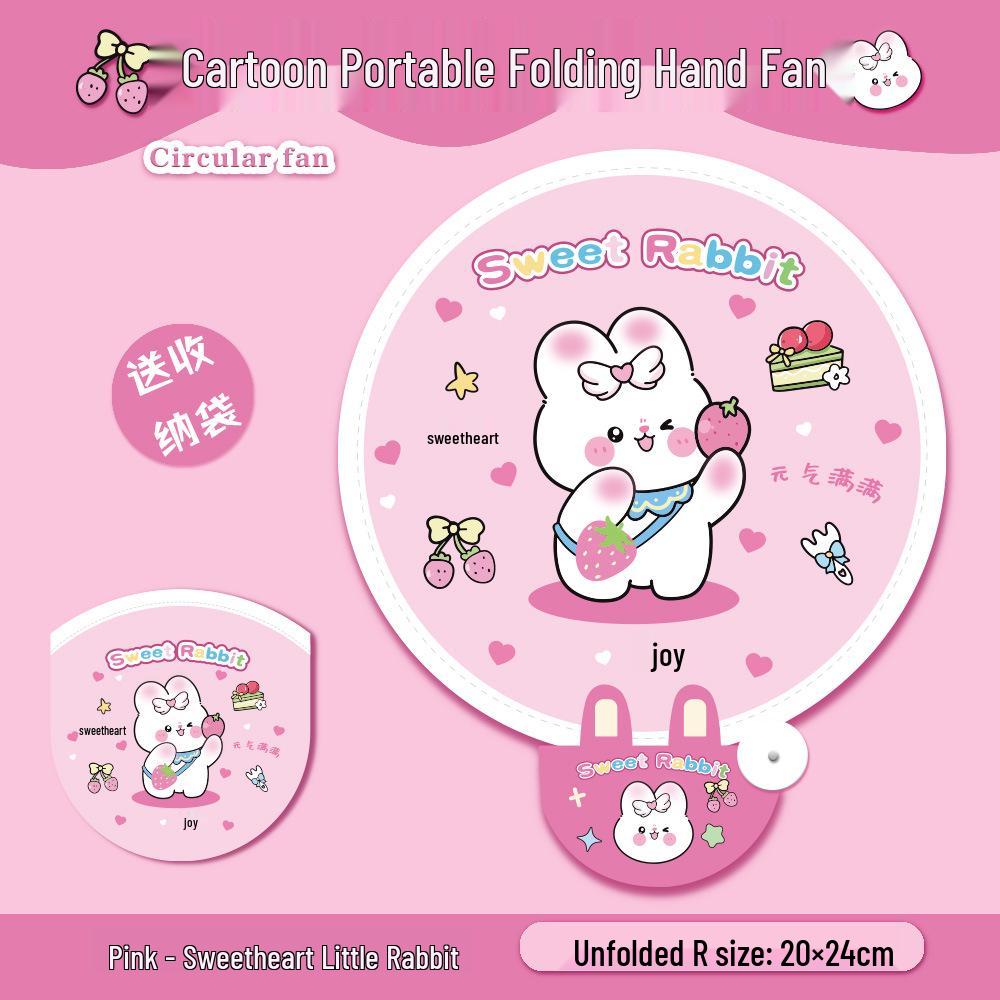 Mini Inspirational Text Folding Fan: Cute, Portable, Round Cloth Surface for Summer Cooling.