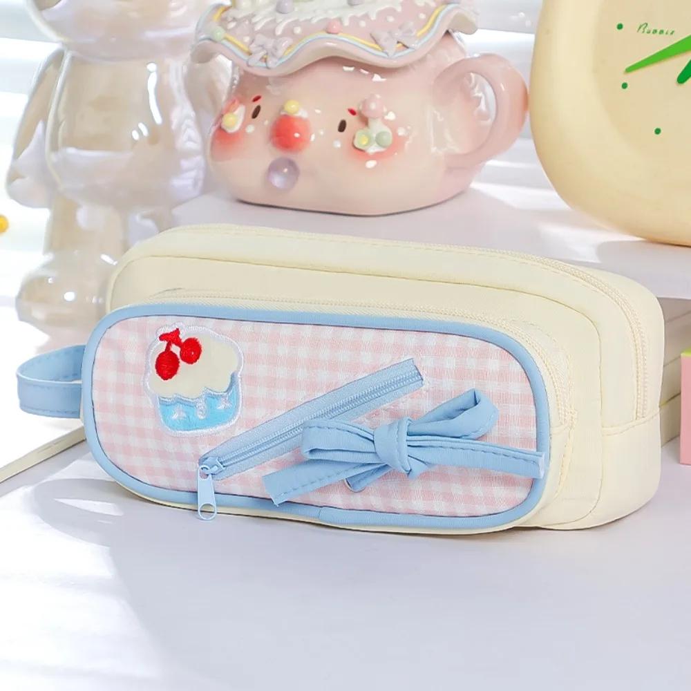 New High Quality Cute Kawaii Handheld Pencil Case Large Capacity Dessert Candy Design Pen Bag Stationery Pouch Gift розовый
