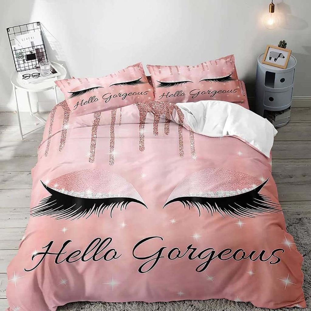 Eyelash Pattern Digital Printing Duvet Cover Set Bedding