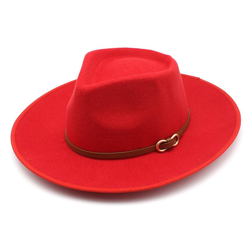 Woolen Top Hat Casual Retro Hemming Flat-Brimmed Hat Atmospheric Versatile Performance Jazz Hat