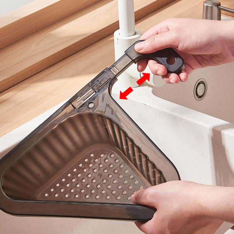 Drain Basket Triangular Non-Slip Easy Hanging Punch Vegetable Cleaning