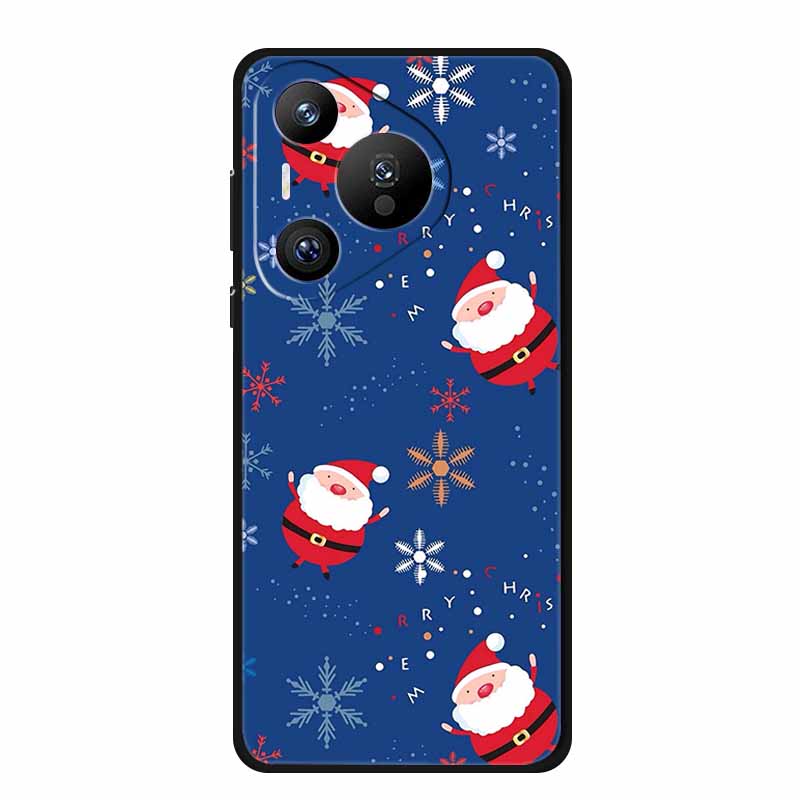 Christmas Phone Cases For Huawei Pura 70 Ultra/ 70 Pro/ 70 Pro Plus/70 5G Cases Black Silicone Soft Santa Claus TPU Bumper Funda