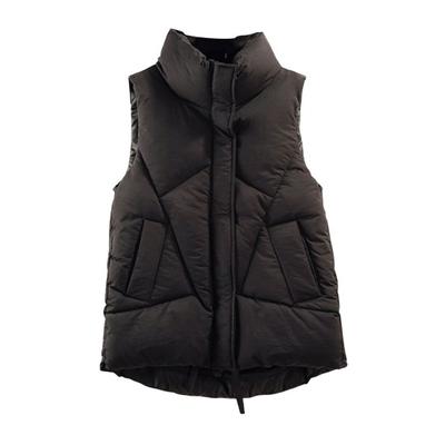 Women's Winter Waistcoat Lapel Collar Zippered Vest Jacket with Pockets Cotton Padded Warm