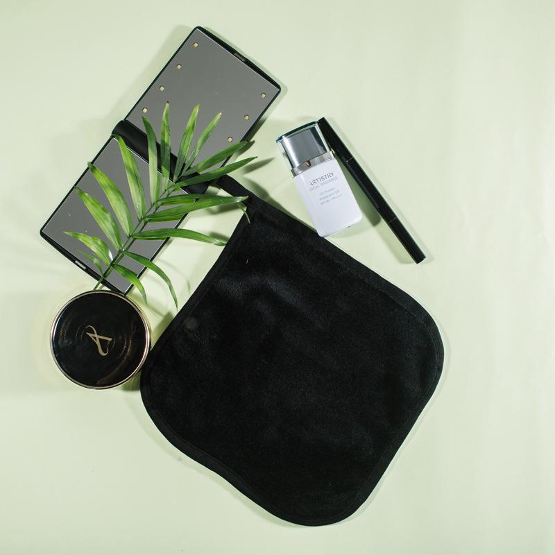 

Многоразовое полотенце для снятия макияжа из микрофибры, активируемая водой очищающая салфетка, подушечка для умывания лица, экологичный дорожный умывальник, моющийся, незаменимый для красоты 20*20cm чёрный