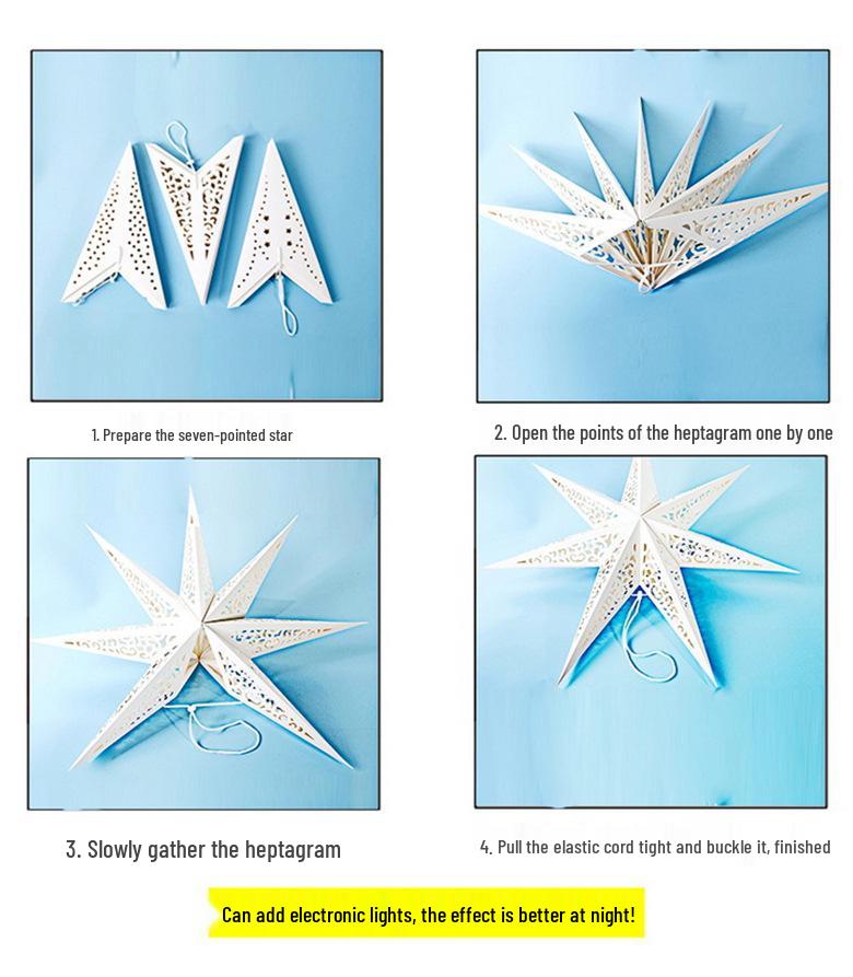 White Hollow Paper Star Lampshade - Christmas, Wedding, and Party Decoration.