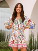 2026 Elegantes und stilvolles bedrucktes Urlaubs-Kordelzugkleid