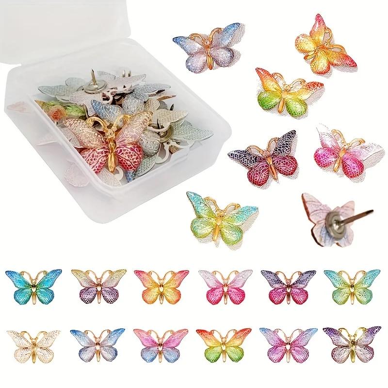 

12pcs Butterfly Push Pins - Kawaii Thumb Push Pins Decorative Butterfly Cork Board Push Pins - for Bulletin Board Photo Wall Map