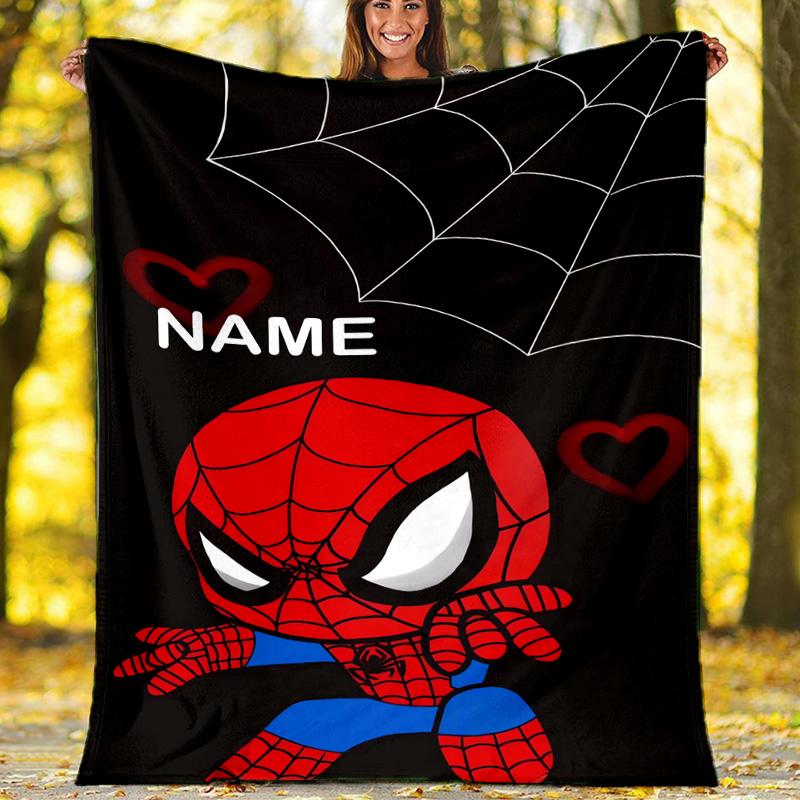 Customizable Spider Man Throw Blanket – Personalized Name, All-Season Cozy Snug Blanket, Machine Washable, Personalized Blanket