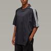 Y-3 Unisex Relaxed Raglan Sleeve T-Shirt with Left Arm Stripes and Side Slits JN4877