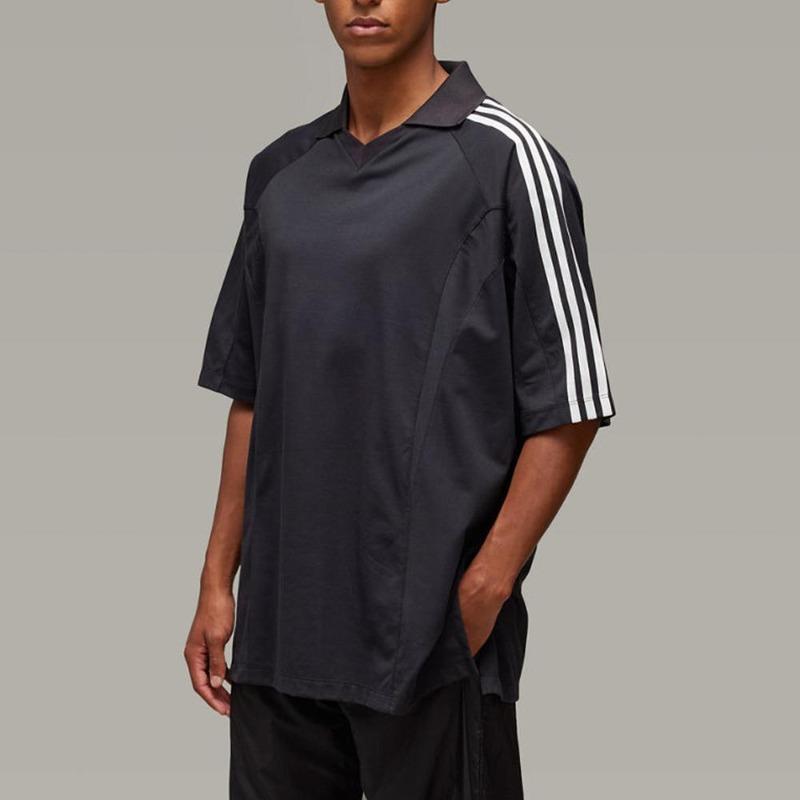 Y-3 Unisex Relaxed Raglan Sleeve T-Shirt with Left Arm Stripes and Side Slits JN4877