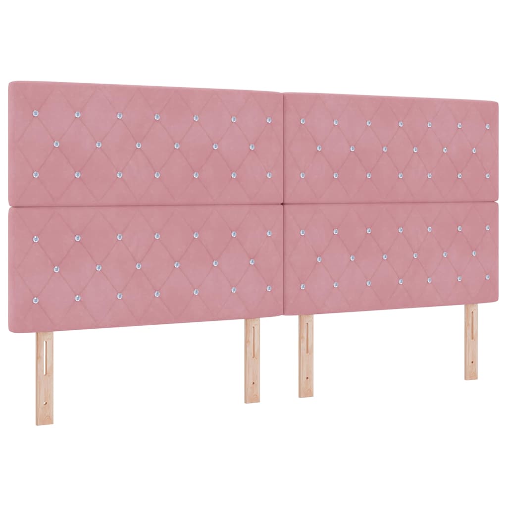 Box Spring Bed with Mattress and Headboard Pink 200 x 200 cm Velvet