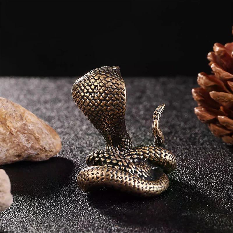 Mini Snake Antique Bronze Decor Figurines For Interior Decoration Desktop Ornament Pure Copper Miniatures Statue Copper Brass