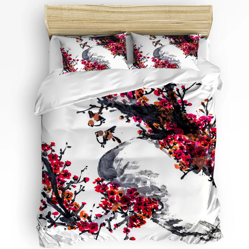 Chinese Style Plum Blossom Magpie Carp Duvet Cover with Pillow Case Custom 3pcs Bedding Set Quilt Cover Double Bed Home Textile