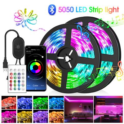 10M 15M LED Streifenlichter , Musiksynchronisation Farbwechsel RGB LED Streifen Bluetooth, 16 Millionen Farben, USB betrieben ,APP+Fernbedienung LED Licht