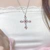 Crystal Cross Pendant Necklace for Women Girls Shiny Sweet Chain Punk Party Fashion Pendant Fashion Y2K Jewelry Accessories