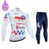 Total Energies Team Ropa Ciclismo Warm Winter Thermal Fleece Cycling Clothes Men Jersey Suit Outdoor Riding Bike MTB Bib Pants