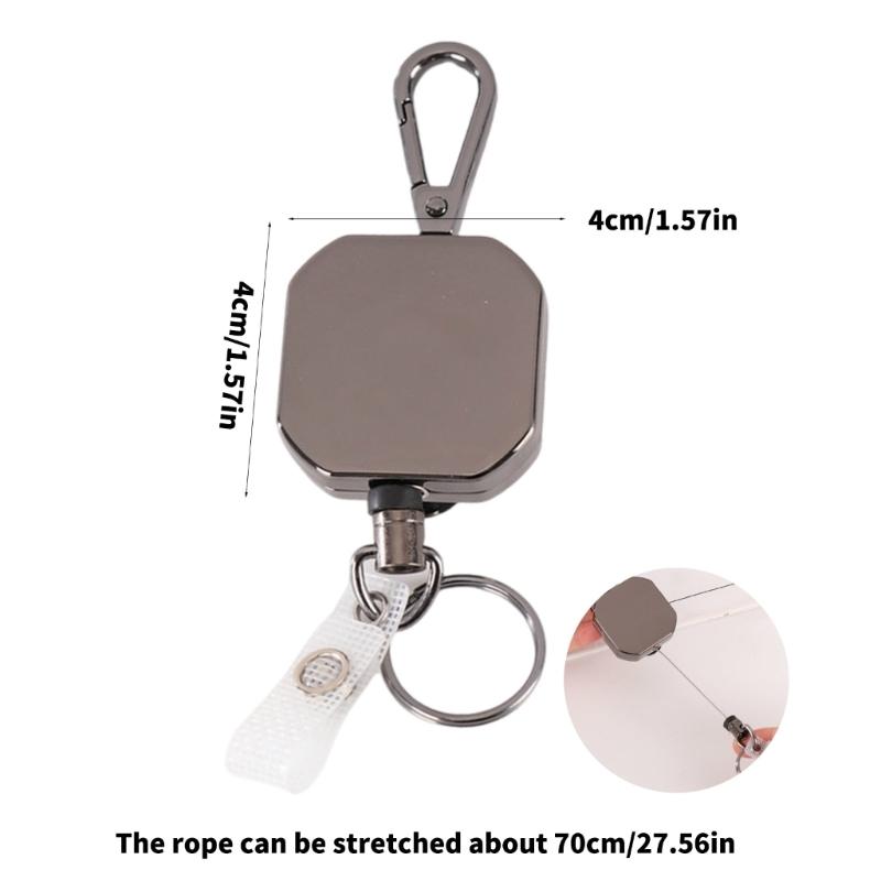AntiCorrosion Alloy Keychain Retractable Square Hook Carabiner Badges Holder for Easy Item Retrieval in Work Travel Home