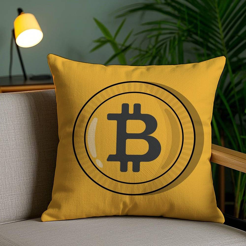 Bitcoin Cryptocurrency Btc Pillow Case Home Dorm Chair Back Short Plush Double-sided Printing Office Nap Time Cushion Cover