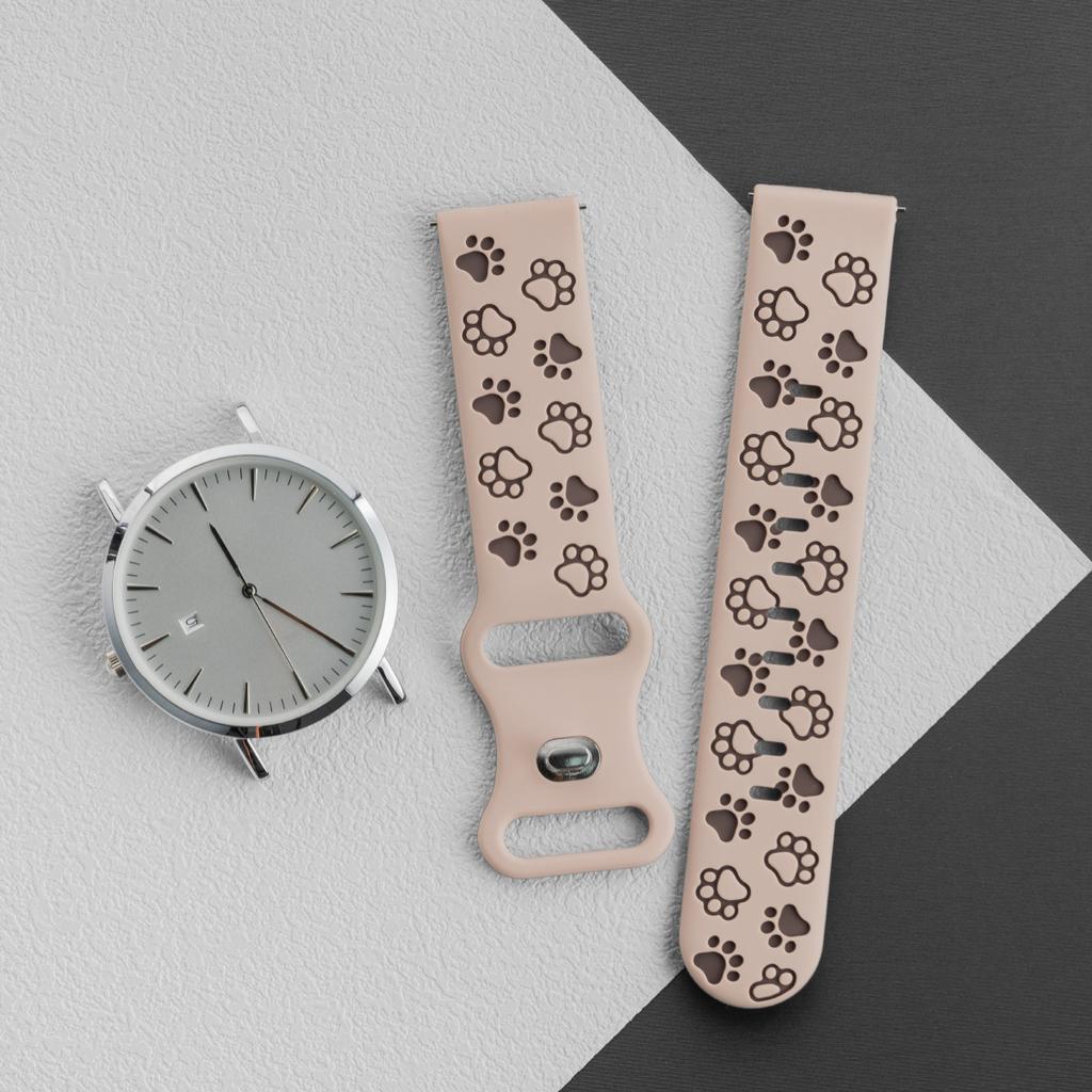 20mm Two-tones Silicone Strap for Samsung Galaxy 7/6/5/4 5pro 4/6classic Soft Sports Band for Huawei GT3/2 42MM Cat Paw Pattern