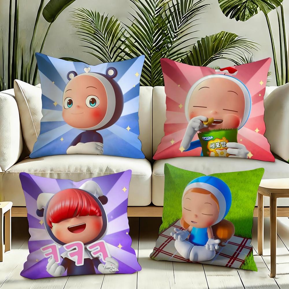 Yumis Cells The Movie Cushion Cover Reversible Plush Pillow Cover Soft Fluffy Home Decor for Sofa Bedroom