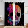 Halloween Christmas Skull Rose Drapes Retro Hippie Horror Tricky Secret Room Bar Bedchamber Holiday Decorationative Drapes