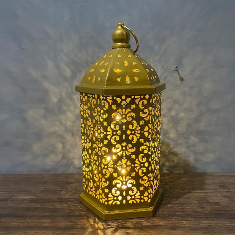 Middle East Arab Vintage Iron Art LED Lanterns Hanging Lamp Hollowed Out Metal LED Hanging Lighting for Home Decors