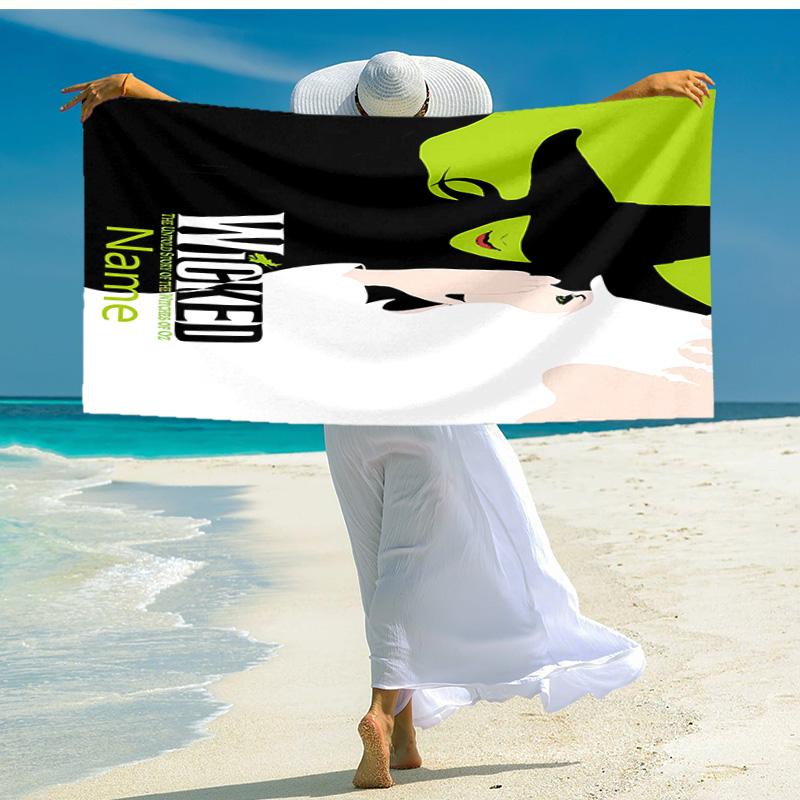 Personalized customized proof beach towel with Wicked pattern - soft, absorbent,quick-drying,perfect swimming,camping&bathing