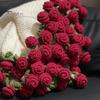 31.5 Inch Crochet Flowers Blanket Handmade Rose Bouquet Blanket Knitted Flowers Throw Blanket for Mother's Day Gift Home Decor