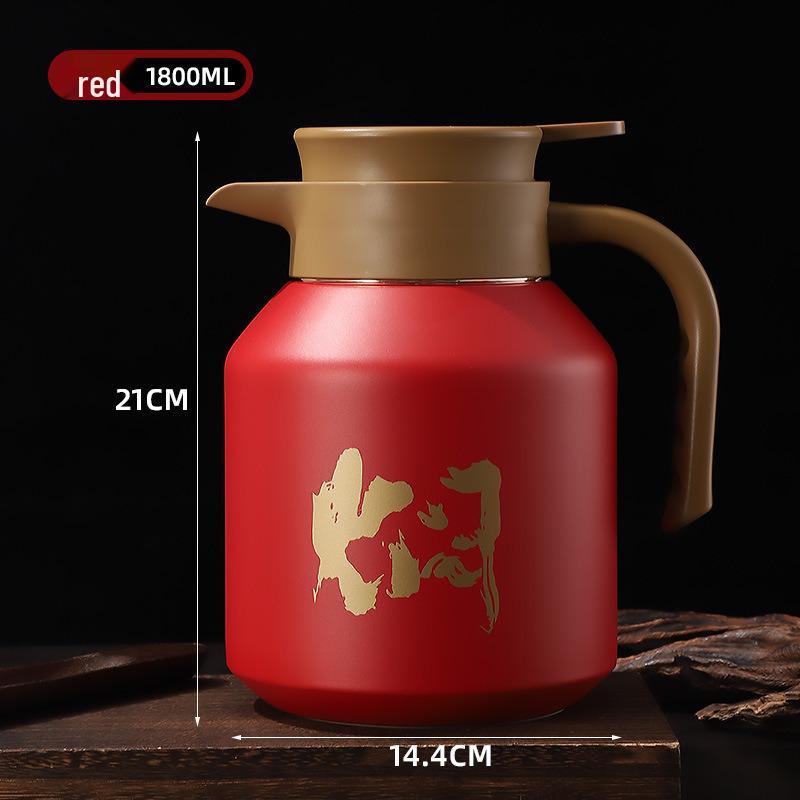 Large Capacity Moka Pot - 316 Stainless Steel, Double-Layer Insulation, Tea/Water Separation, Old White with Handle